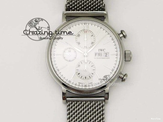 MIROTIME 0414 Portofino Automatic SS MKF 1:1 Best Edition White Dial On SS Mesh Bracelet A2892 V TechFriendly 7205